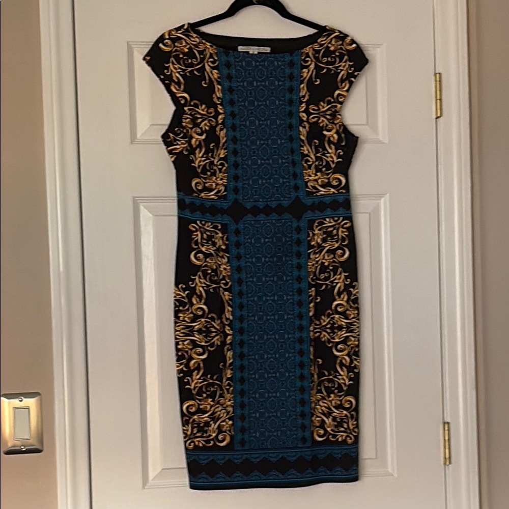 Elegant Blue and Gold Dress